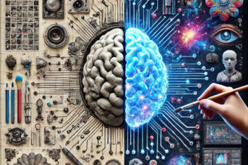 Sinergia tra biologia e tecnologia: un'illustrazione che rappresenta l'impatto dell'AI su vari campi, incluso il rendering